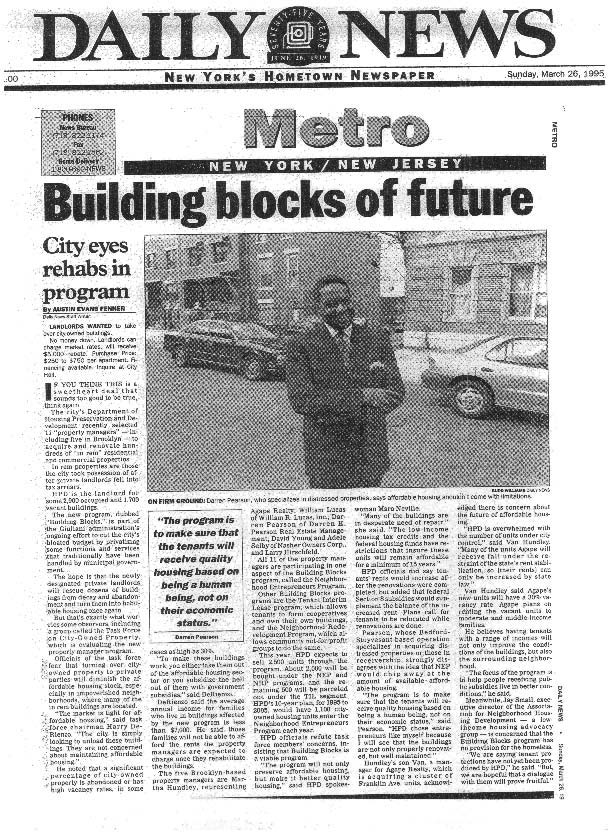 New York Daily News feature: Building Blocks of Future